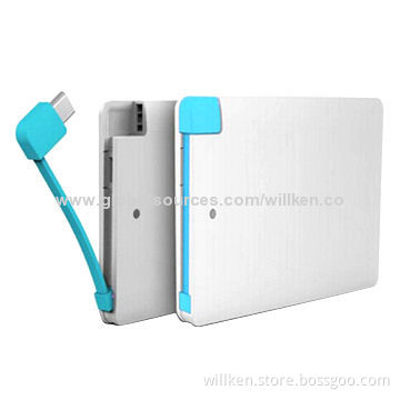 Mobile power charger, slim business card, 2,500mAh polymer battery, indicator for charge & discharge